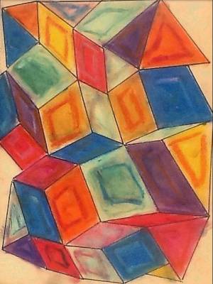 "Cubes" - Painting by Clayton Guthrie, an artist from Hawke's Bay, New Zealand.