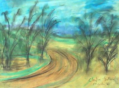 "Road Outa Here" - Painting by Clayton Guthrie, an artist from Hawke's Bay, New Zealand.