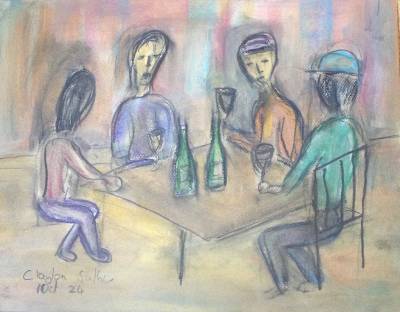 "Cheers" - Painting by Clayton Guthrie, an artist from Hawke's Bay, New Zealand.